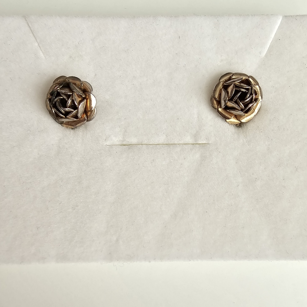Vintage 1950s Brushed Silver Tone Leaf Screw-Back Earrings - Atomic Mid-Century